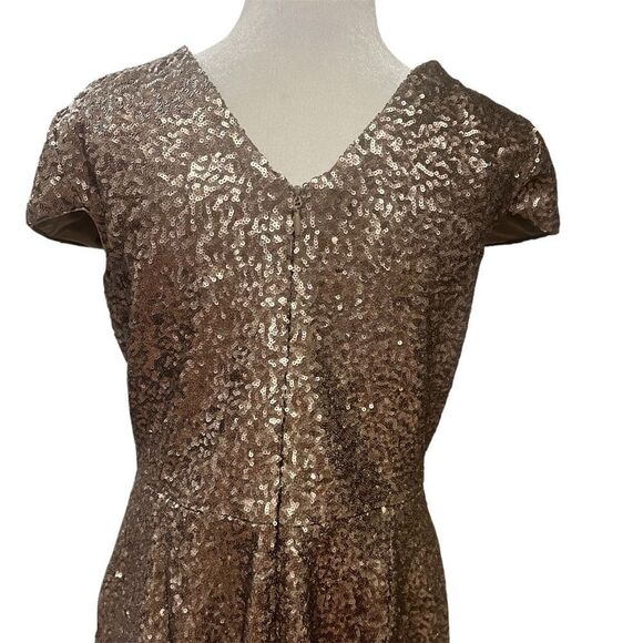Dress the Population sequin gold dress with v neck size xl nwt - Picture 5 of 11